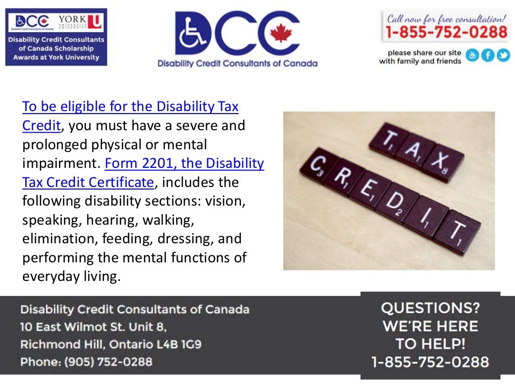 Disabilities That Qualify for the Disability Tax Credit under Form 2201 ...