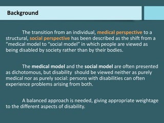 Disability Perspectives Disability and impairment | PPTX