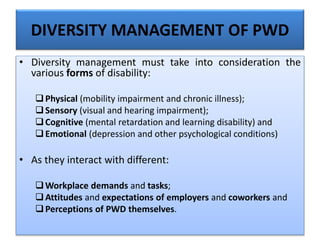Task Demand Disability Disability as a Diversity Factor_Implications for HRM practices | PPTX