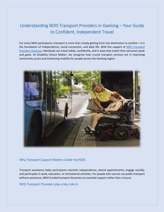 Understanding NDIS Transport Providers in Geelong – Your Guide to ...