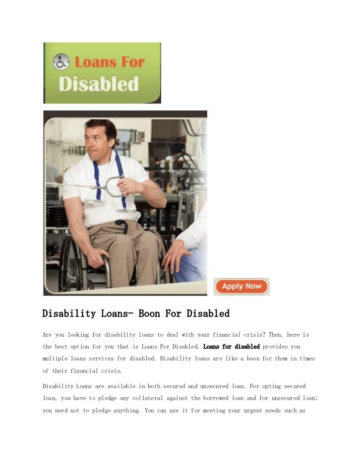 Disability Loans Boon For Disabled