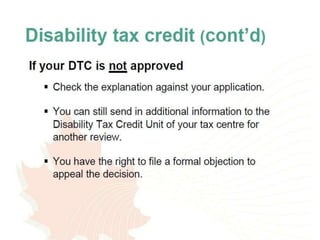 Disability tax credit