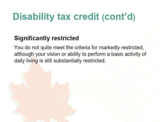 Disability tax credit