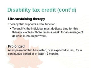 Disability tax credit