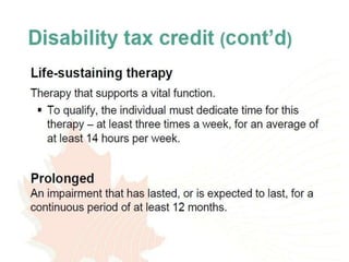 Disability tax credit