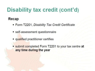 Disability tax credit