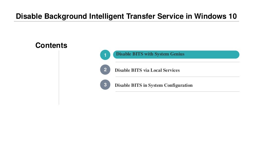 Disable Background Intelligent Transfer Service in Windows 10