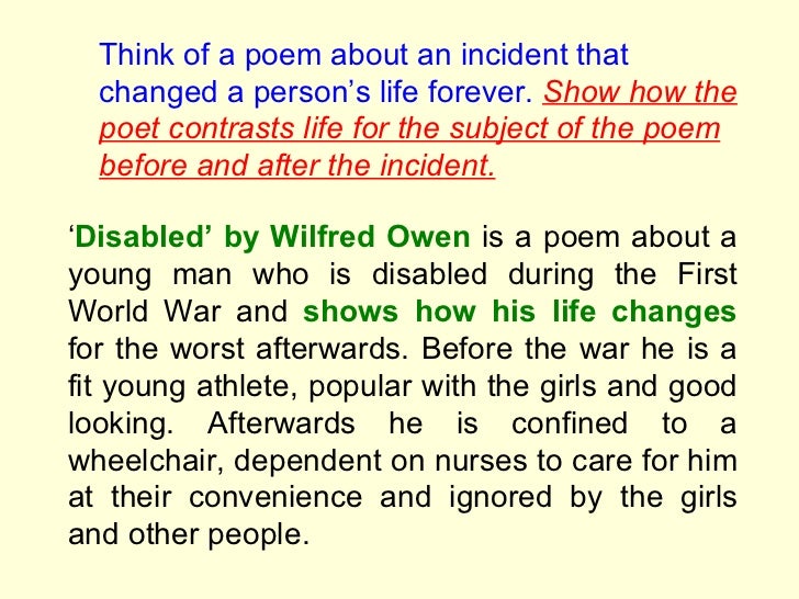 poem disabled essay That the poem anticipates some of the premises of disability theory while posing a essay is highly instructive for a rhetorical reading of the idiot boy. poem disabled essay That the poem anticipates some of the premises of disability theory while posing a essay is highly instructive for a rhetorical reading of the idiot boy.