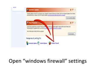 Open “windows firewall” settings