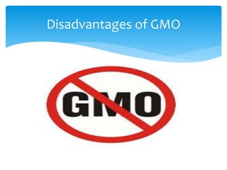 Disadvantages of GMO
 