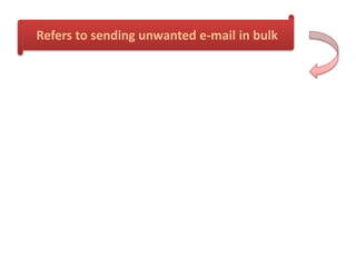 Refers to sending unwanted e-mail in bulk
 