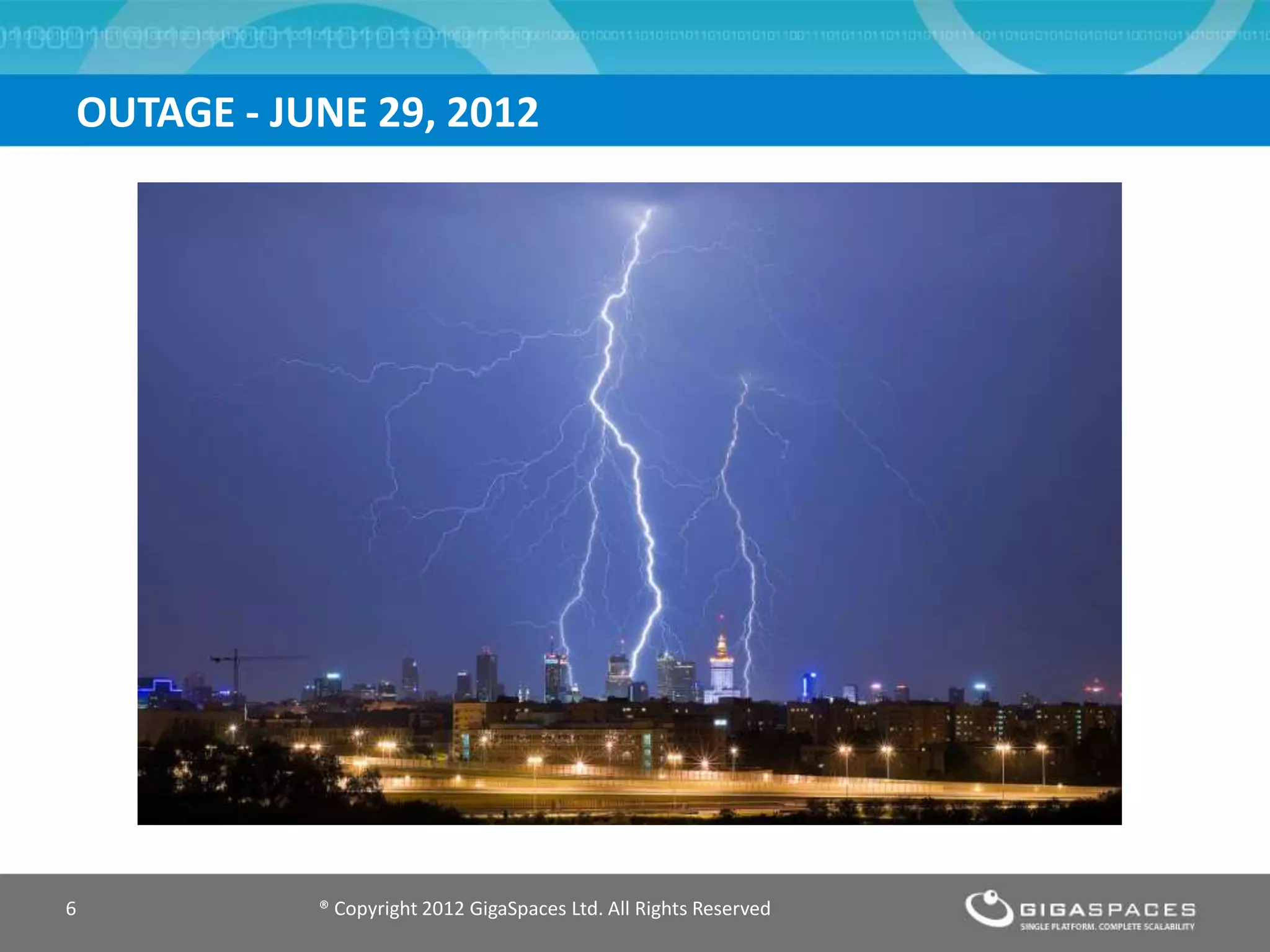 OUTAGE - JUNE 29, 2012
® Copyright 2012 GigaSpaces Ltd. All Rights Reserved6
 
