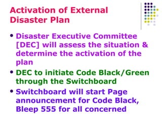 External Disaster Code Register Disaster management | PPT