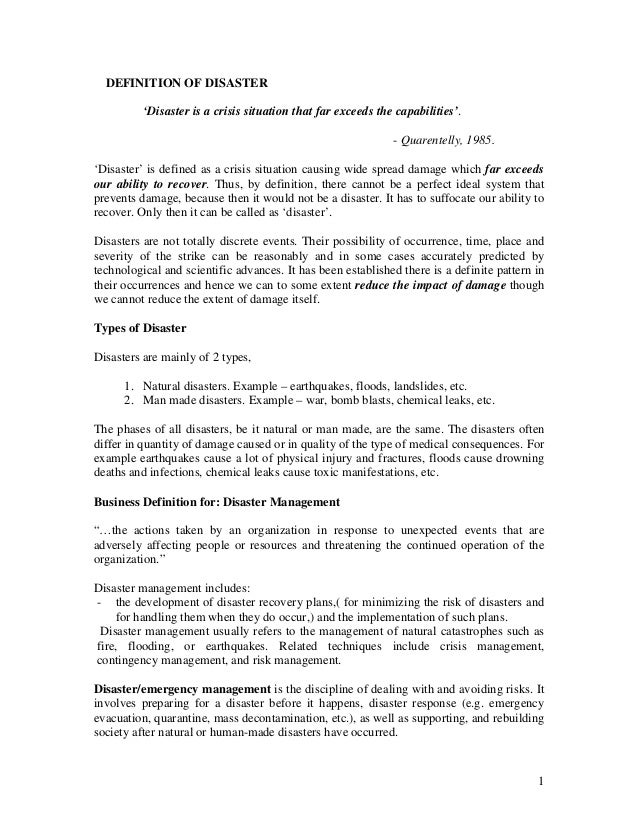 Disaster Management Notes And Questions