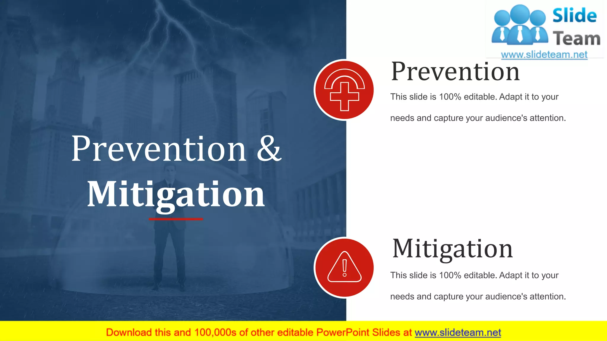 20
Prevention &
Mitigation
This slide is 100% editable. Adapt it to your
needs and capture your audience's attention.
Mitigation
This slide is 100% editable. Adapt it to your
needs and capture your audience's attention.
Prevention
 