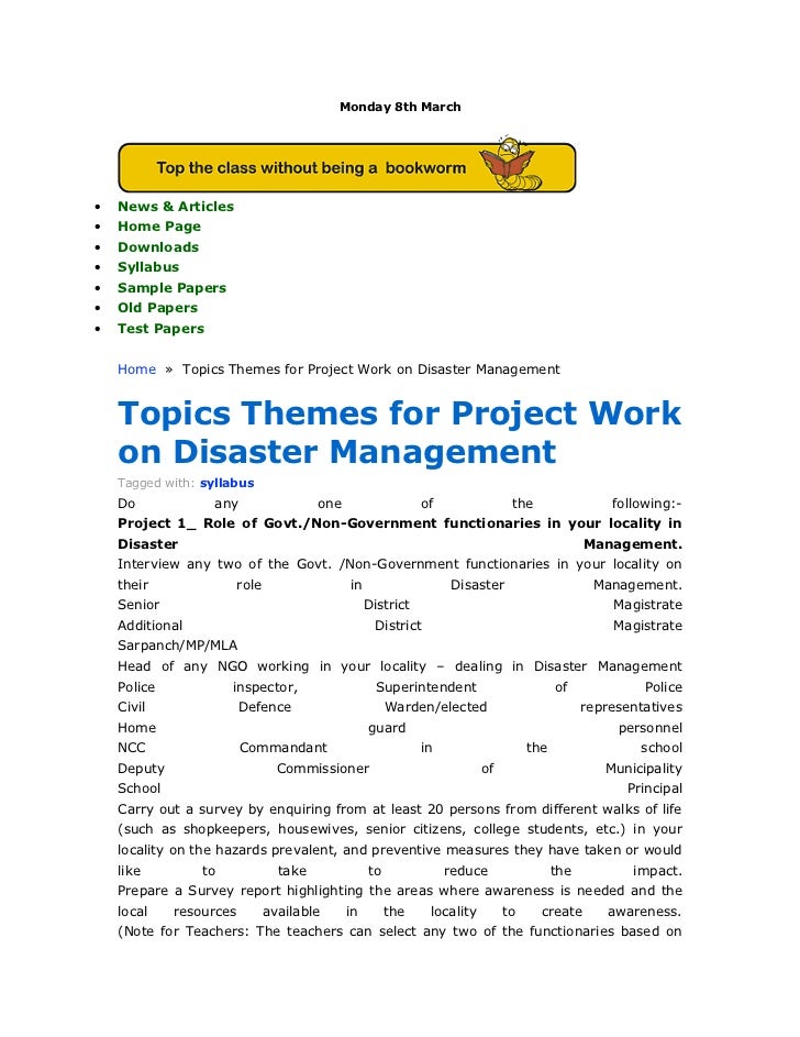 essay on disaster management