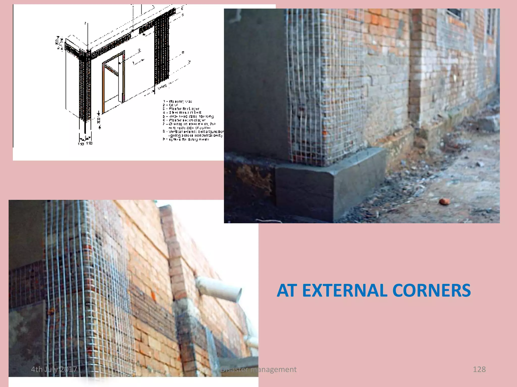 128
AT EXTERNAL CORNERS
4th July 2017 Disaster management
 