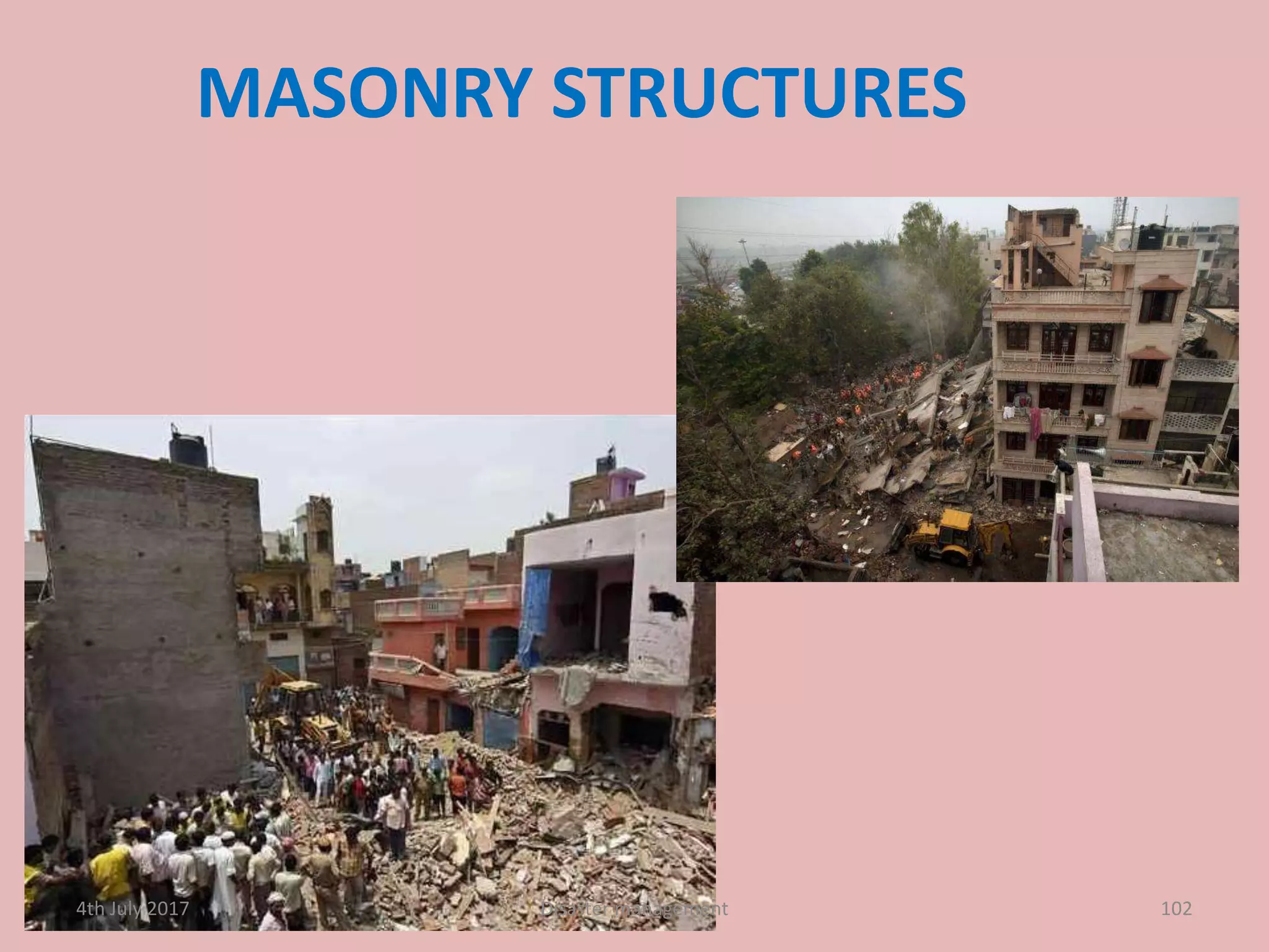 MASONRY STRUCTURES
1024th July 2017 Disaster management
 