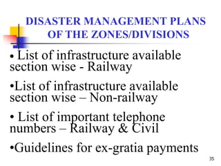 35
• List of infrastructure available
section wise - Railway
•List of infrastructure available
section wise – Non-railway
...
