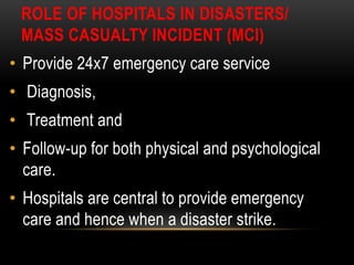 Disaster management-TRANSPORTATION AND HOSPITAL EMERGENCY CARE | PPTX