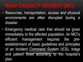 Disaster management-TRANSPORTATION AND HOSPITAL EMERGENCY CARE | PPTX
