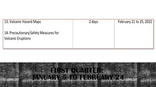 FIRST QUARTER:
JANUARY 5 TO FEBRUARY 24
 