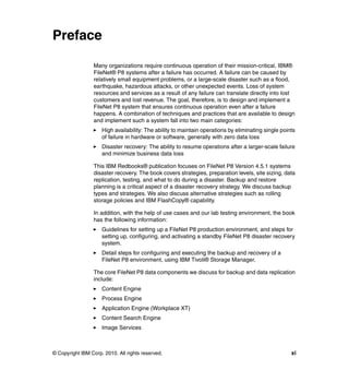 Disaster recovery and backup solutions for ibm file net p8 version 4.5. ...