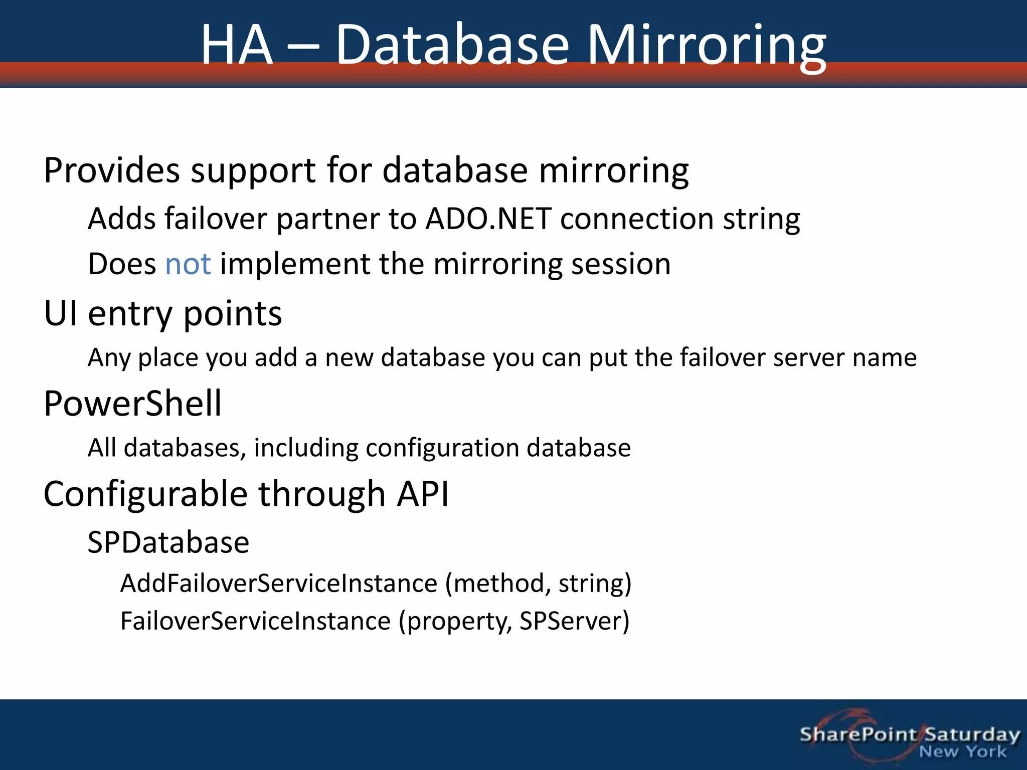 Restore – Site CollectionRestore from an unattached content databaseDo a site collection backup from the unattached content dbUse PowerShell or stsadm to restore the site collection from a backupPowerShell:  restore-spsite