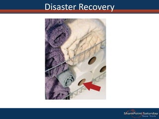 Restore – Unattached Content DBGranular restore and content browsing of “offline” databaseBrowse contentExplore site collection contentBackup site collectionBacks up to File System as .bakExport site or listExports to File System as .cmp artifactCan include Security and VersionsMitigates requirements to support expensive dedicated restore environments