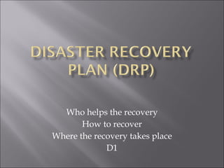 Who helps the recovery How to recover Where the recovery takes place D1 