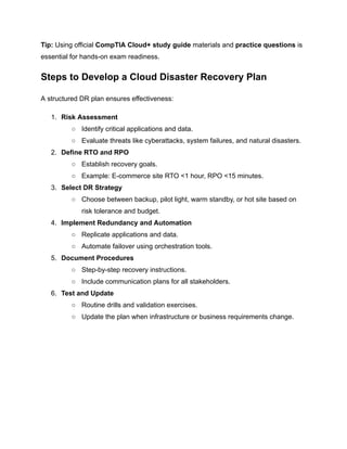 Disaster Recovery Planning for Cloud Infrastructure: Strategies, Tools ...