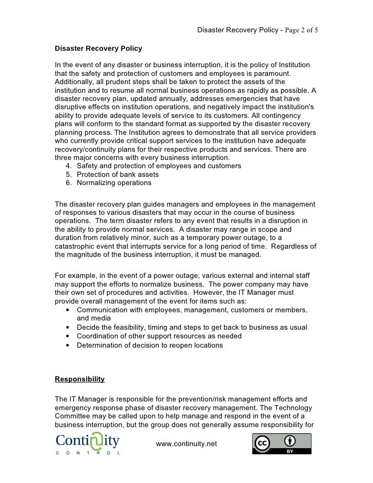 Disaster Recovery Policy