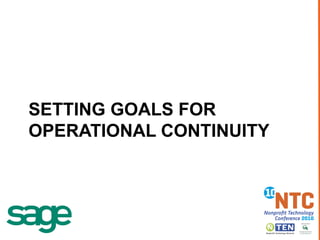 SETTING GOALS FOR OPERATIONAL CONTINUITY 