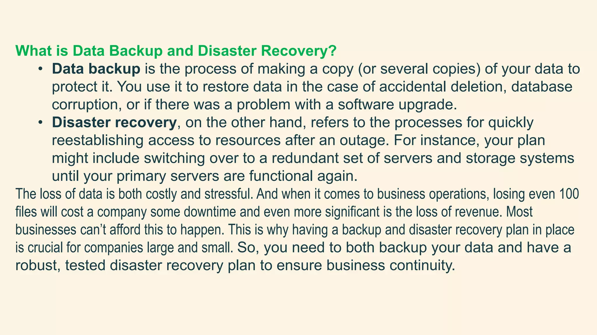 Disaster Recovery vs Data Backup what is the difference | PPT