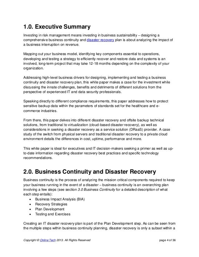 disaster recovery white paper