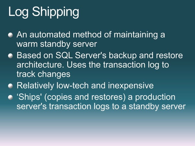 Disaster recovery with sql server | PPT