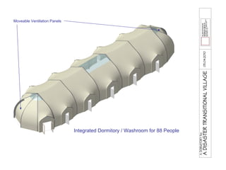 Integrated Dormitory / Washroom for 88 People Moveable Ventilation Panels 