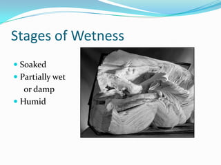 Stages of WetnessSoakedPartially wet     or dampHumid