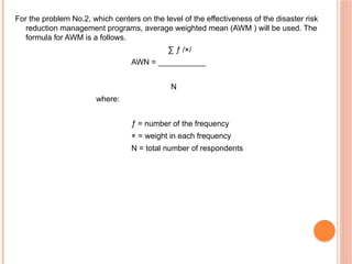Awm Formula Disaster Risk Reduction and Management System Implementation in ...