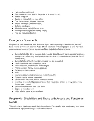 Paraphernalias Checklist Disaster Supply Checklist | PDF