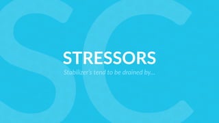STRESSORS
Stabilizer’s tend to be drained by…
 