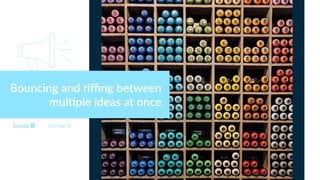 Bouncing and riﬃng between
mul4ple ideas at once
DISC Type Di
 