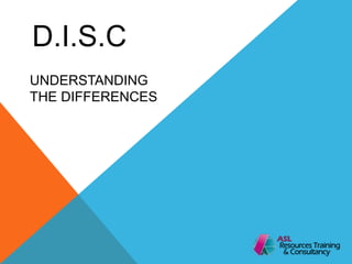 D.I.S.C
UNDERSTANDING
THE DIFFERENCES
 