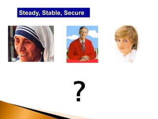 Steady, Stable, Secure
?
 
