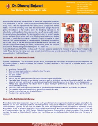 Medication Disc Disc replacement-surgery-india | PDF