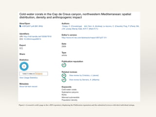 Figure1. A research work’s page at the e-IEO repository displaying the Publication reputation and the submitted reviews with their individual ratings.
 