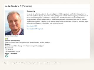 Figure 4. An author’s proﬁle at the e-IEO repository displaying the author’s reputation based on the reviews of his works.
 