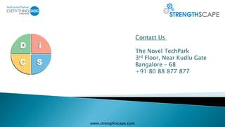 Contact Us
The Novel TechPark
3rd Floor, Near Kudlu Gate
Bangalore – 68
+91 80 88 877 877

www.strengthscape.com

 