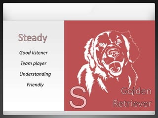 Good listener
Team player
Understanding
Friendly
 