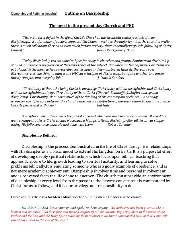 Combining And Refining Thoughts Outline On Discipleship The Need In Present Day Church Combining And Refining Thoughts Outline On Discipleship The Need In Present Day Church